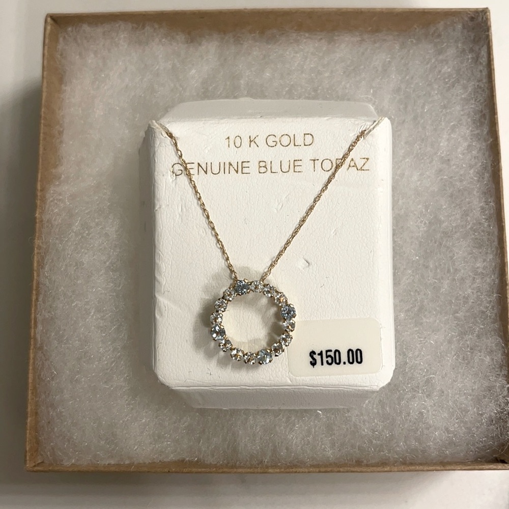 10K Gold Genuine Blue Topaz necklace
